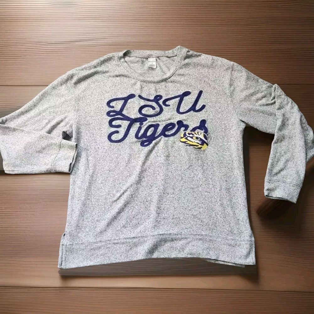 LSU Tigers NCAA Women's Light Gray Shirt Long Sleeve Medium - Picture 1 of 5
